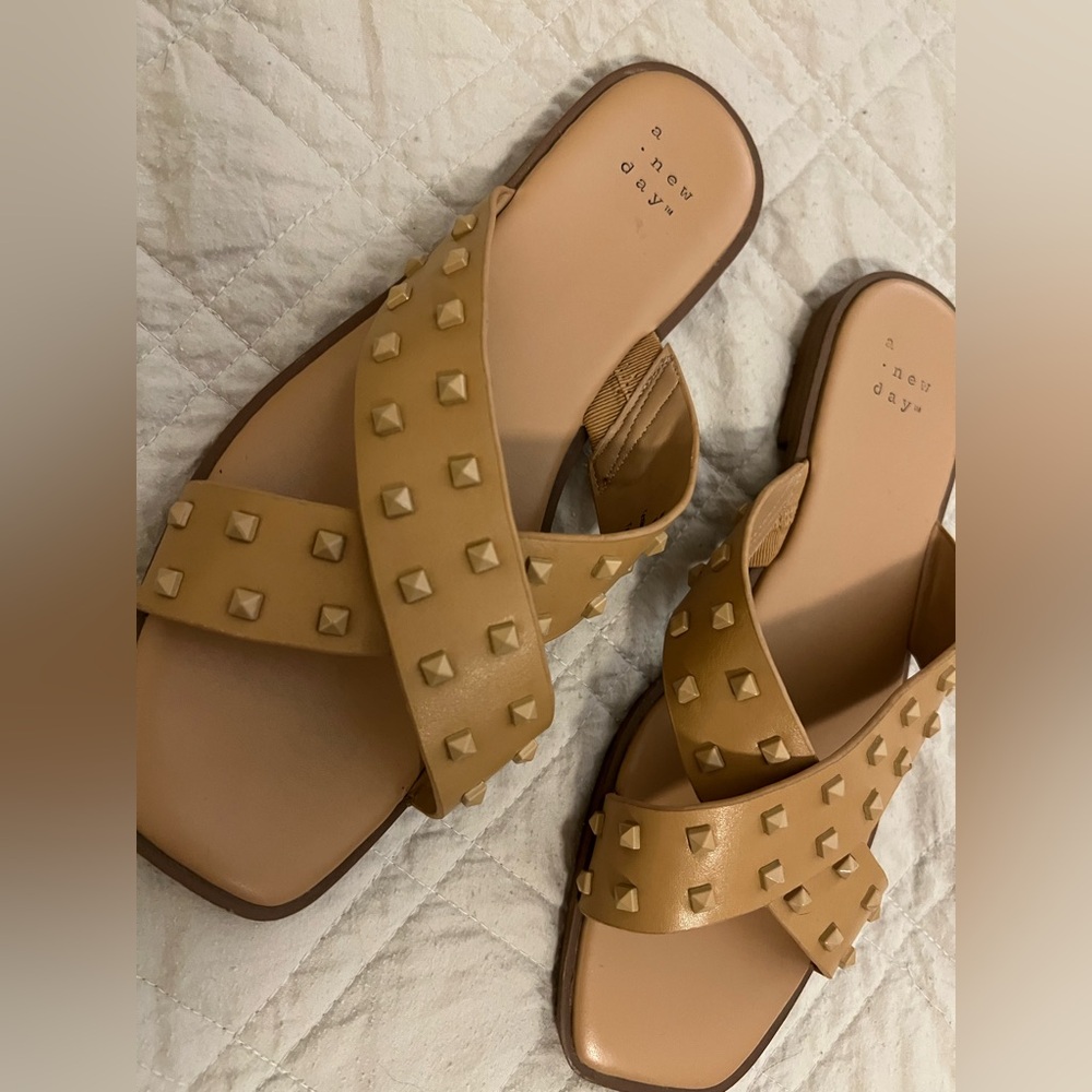 a new day Tan Studded Cross-Strap Slide Sandals - Picture 4 of 4